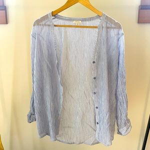 Soft Joie Light- Cotton Pinstripe Button Down Shirt Size Medium